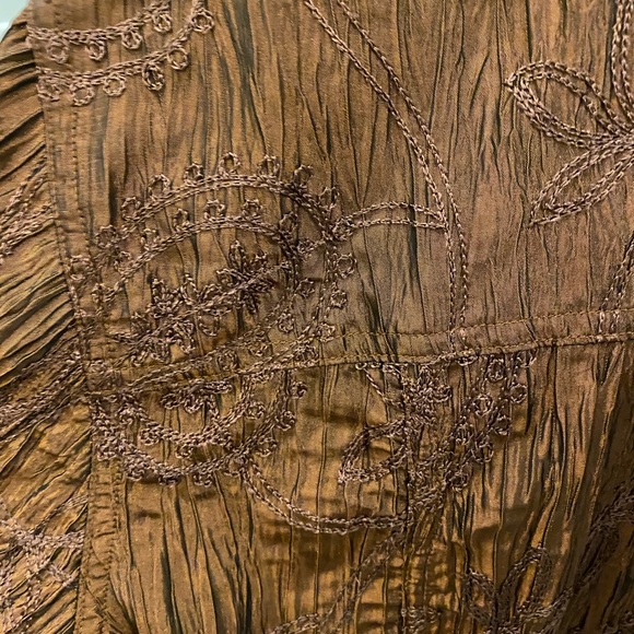 Coldwater Creek Ladies Brown Embroidered Button Down Crop Jacket - S - EUC - Picture 9 of 9